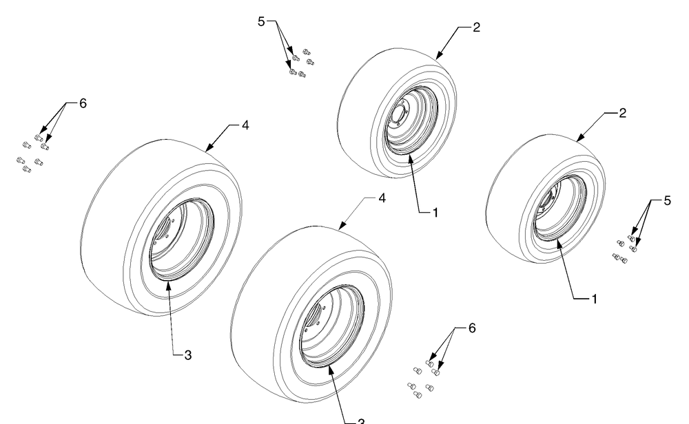 Wheels Diagram and Parts List for 6284 54AD64H710-54AT64H710-54BD64H710-54BT64H710 Cub Cadet Lawn Tractor